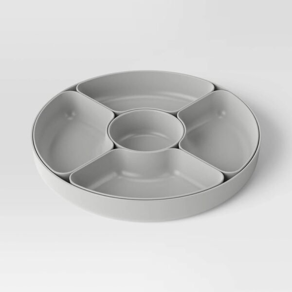 5-Section Serving Platter Set Light Gray - Room Essentials: BPA-Free, Recycled Plastic, Microwave & Dishwasher Safe "