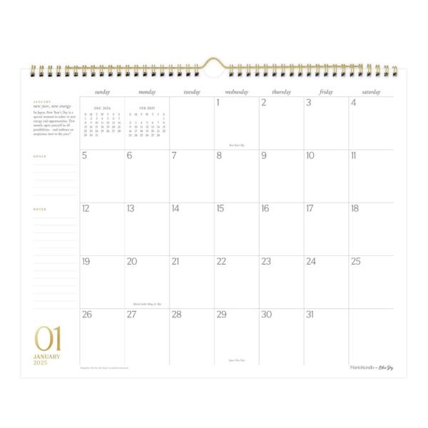 Marie Kondo for Blue Sky 2025 Monthly Wall Calendar 12.8"x15.04": Adult Planner, Wire Binding, January-December