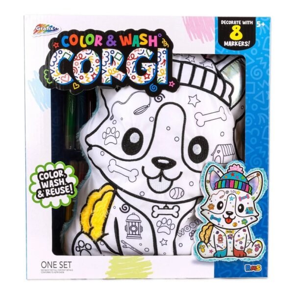 Grafix Color and Wash Corgi Pillow "