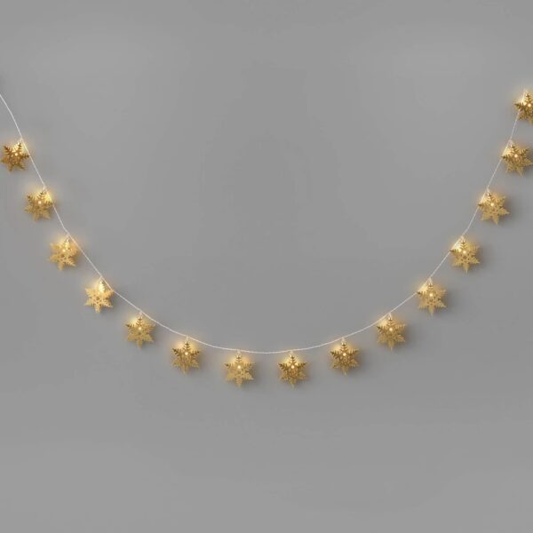 8' Metal Christmas Snowflake 15 LED Battery Operated String Light Gold - Wondershop? "