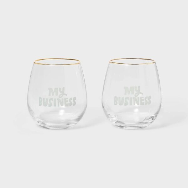 My Business 2pk Stemless Wine Glass Set with Gold Rim - Tabitha Brown for Target "