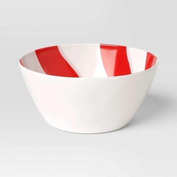 24oz Christmas Melamine Swirl Cereal Bowl Red/White - Wondershop?