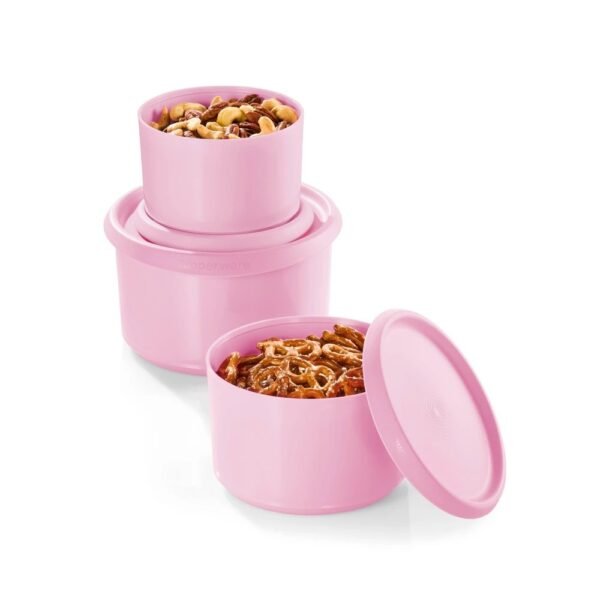 Tupperware 6pc (set of 3) Serve and Store Food Storage Canister Set Pink Punch: Dishwasher-Safe Polypropylene Containers