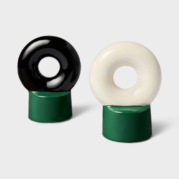 2pc Stoneware Salt and Pepper Shaker Set Black/Cream/Green - Tabitha Brown for Target *