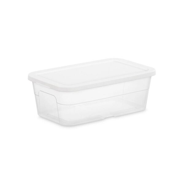 6qt Clear Storage Box White - Room Essentials: Plastic Storage Container, Stackable, Lidded, Portable, Snap Closure "