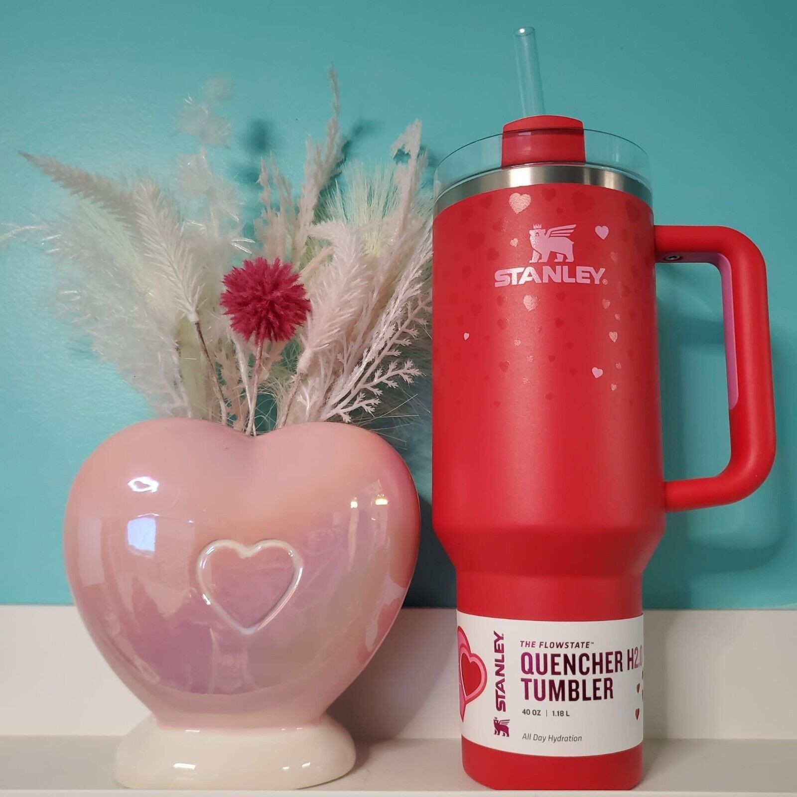 1319121761-1.jpg 2025 Stanley Target Valentine Day Ruby Hearts 40oz Tumbler - Red - Image 1