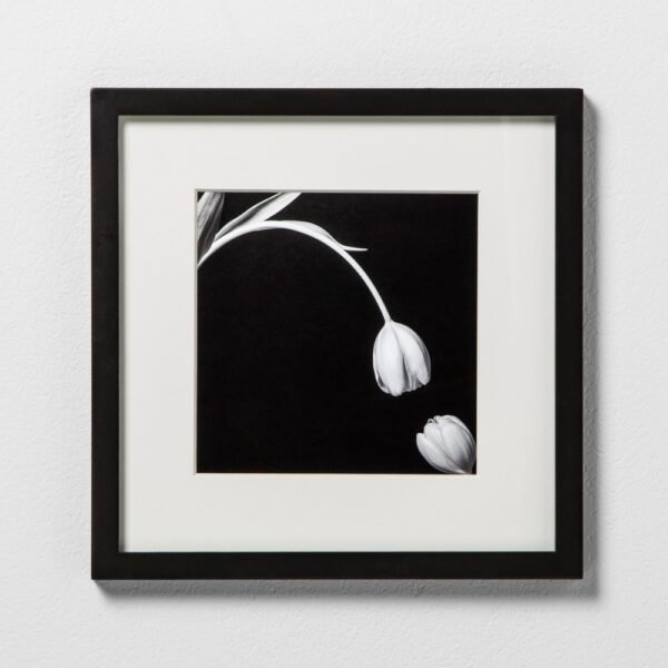 12" X 12" Single Picture Matted Frame Black - Threshold?: Modern Style, Beveled Acid-Free Mat, Wall Mount "