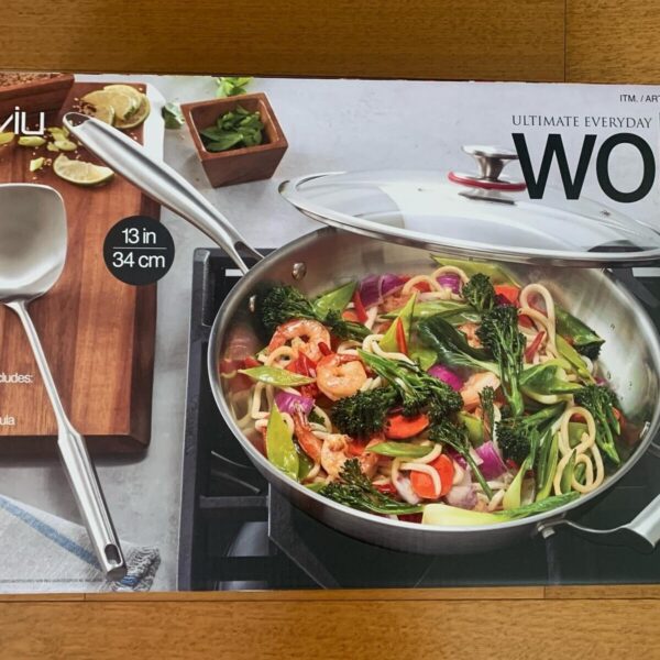 MIU Ultimate Stainless Steel 13"= 34cm Wok Tri-Ply Clad Includes Lid,Spatula