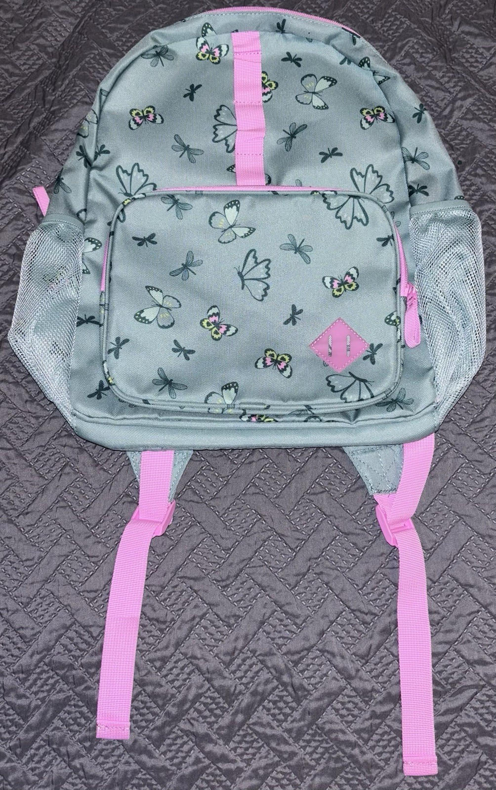1416860637-1.jpg Cat & Jack Girl's 17" Novelty School Backpack Green Butterfly Pink Trim NWT - Image 1