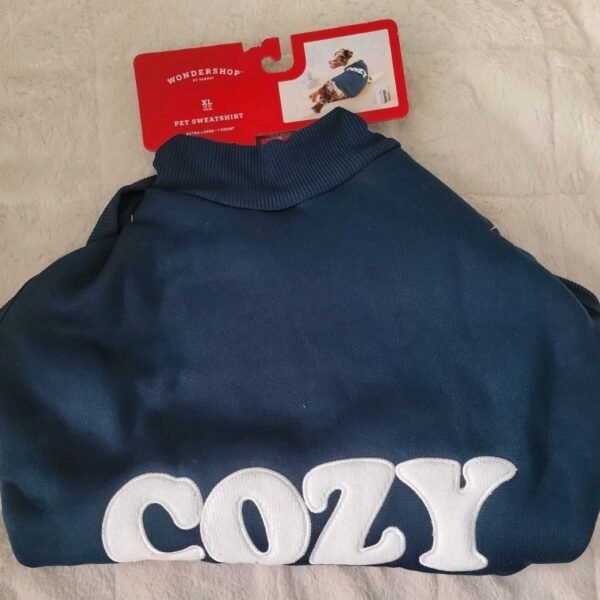 Wondershop Dog Size Extra Large Navy Blue/White " COZY " Design Pet Sweatshirt