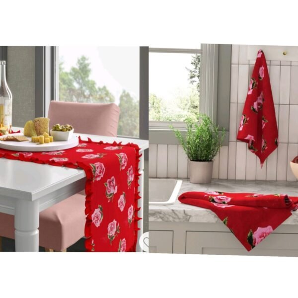 Nwt Threshold Target Spring Summer Roses Table Runner and Kitchen Towel Set