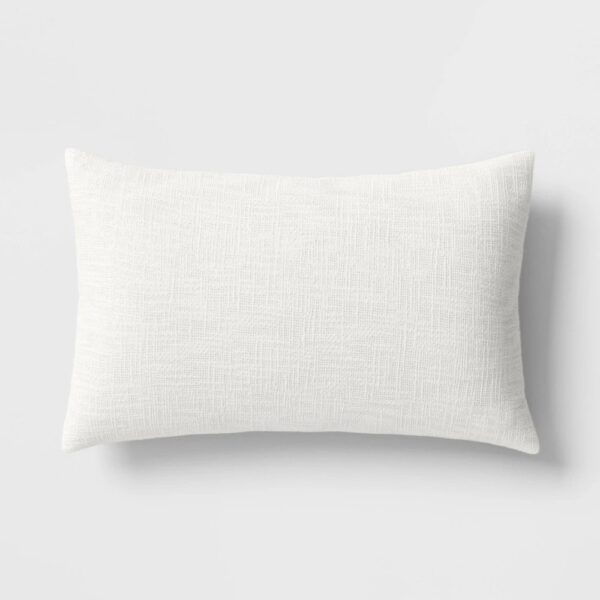 Lumbar Texture Cotton Pillow Ivory - Room Essentials "