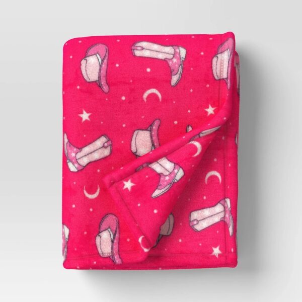 Novelty Recycled Printed Plush Throw Cowboy Boots "