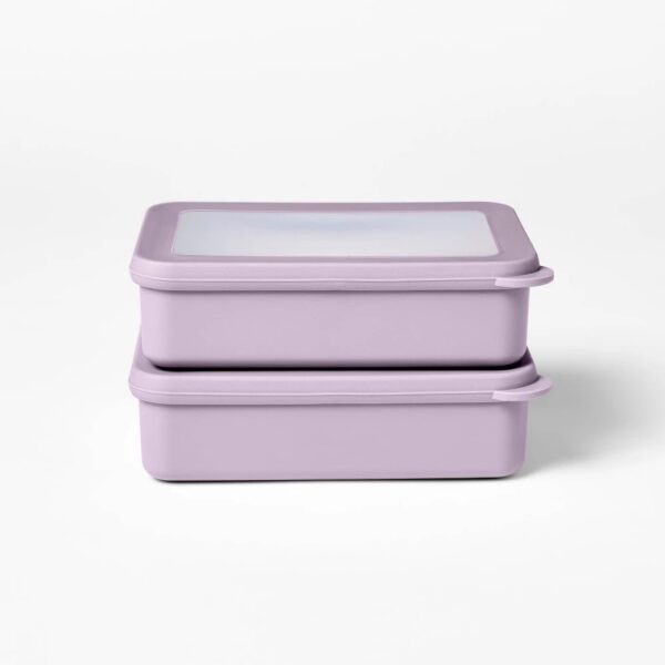 4pc (Set of 2) 3c Plastic Rectangle Food Storage Container Set Lavender - Figmint "