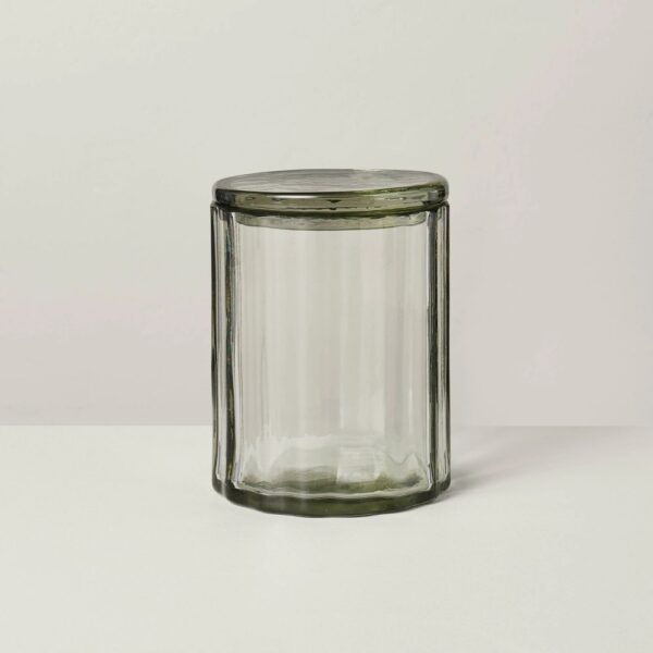 Large Fluted Glass Bathroom Canister Light Green - Hearth & Hand with Magnolia "