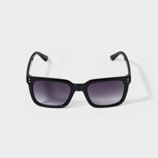 Women's Shiny Plastic Rectangle Sunglasses with Gradient Lenses - Universal Thread Black