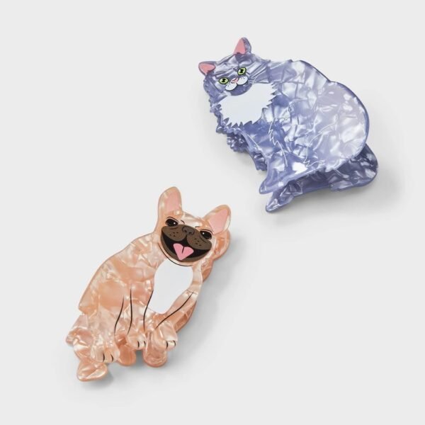 Girls' Cat and Dog Claw Clip Set - Art Class: Solid Pattern, Hair Styling, All Hair Types, Acrylic and Plastic