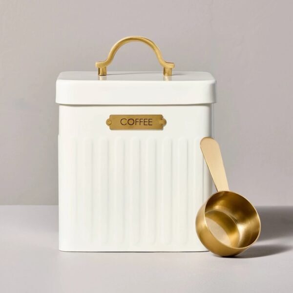 Metal Coffee Tin with Scooper Cream/Brass - Hearth & Hand with Magnolia "