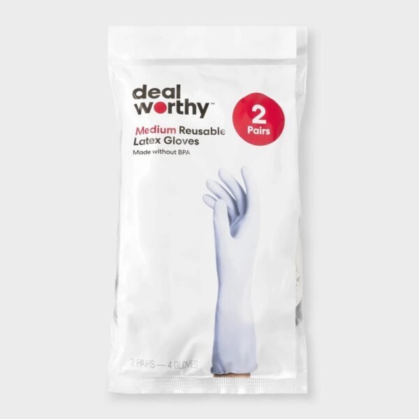 Reusable Latex Gloves - Medium - 2ct - Dealworthy