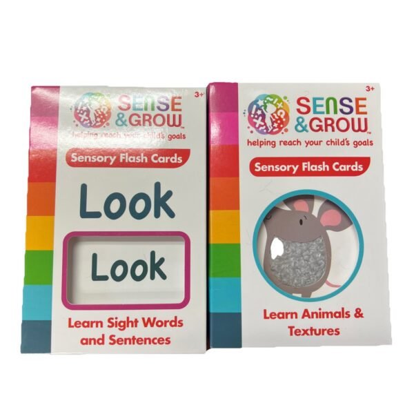 Sense & Grow Sensory Flash Cards 2 Sets Animals and Textures-sight Words "