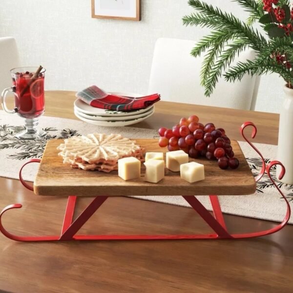 Sled Sleigh Christmas Charcuterie Board Serving Tray NEW "