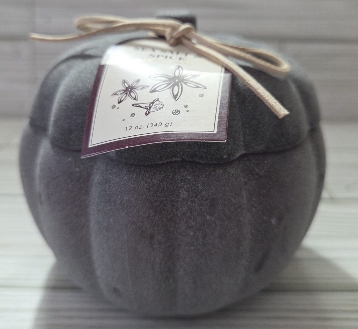 Pumpkin Jar Scented Candle 12oz Sea Salt Spice Two Wick Glass Long Lasting Purpl " - Image 1