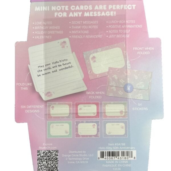 HELLO KITTY 50th ANNIVERSARY SPIRAL NOTEBOOK/PENS/MINI NOTE CARDS STATIONARY SET