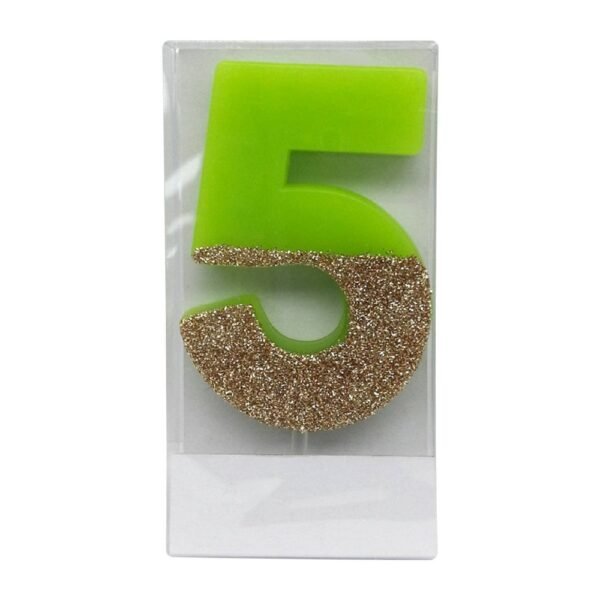 Number 5 Glitter Candle Green/Gold - Spritz? "