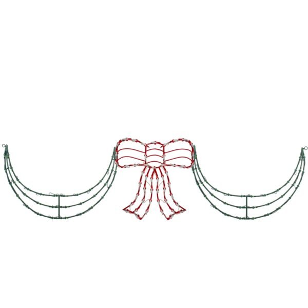 Northlight 3-Piece Lighted Red & Green Bow Swag Christmas Decoration "