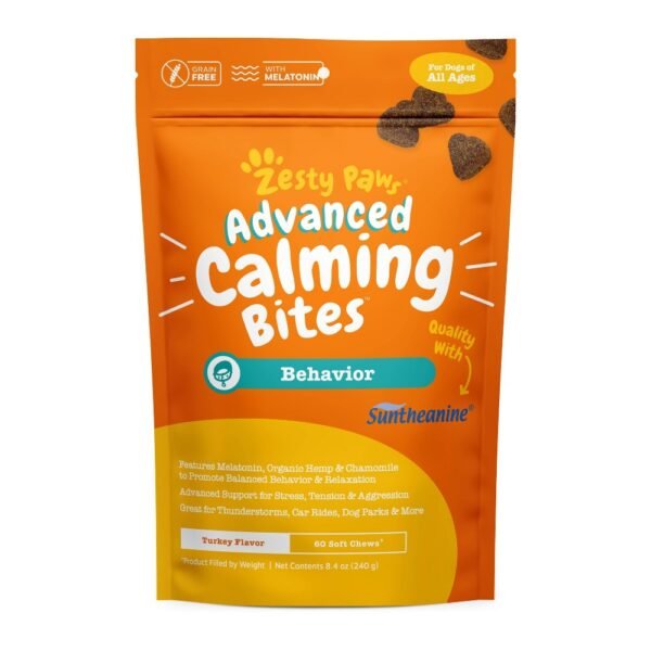Zesty Paws Advanced Behavior Calming Soft Chews for Dogs - Turkey Flavor - 60ct