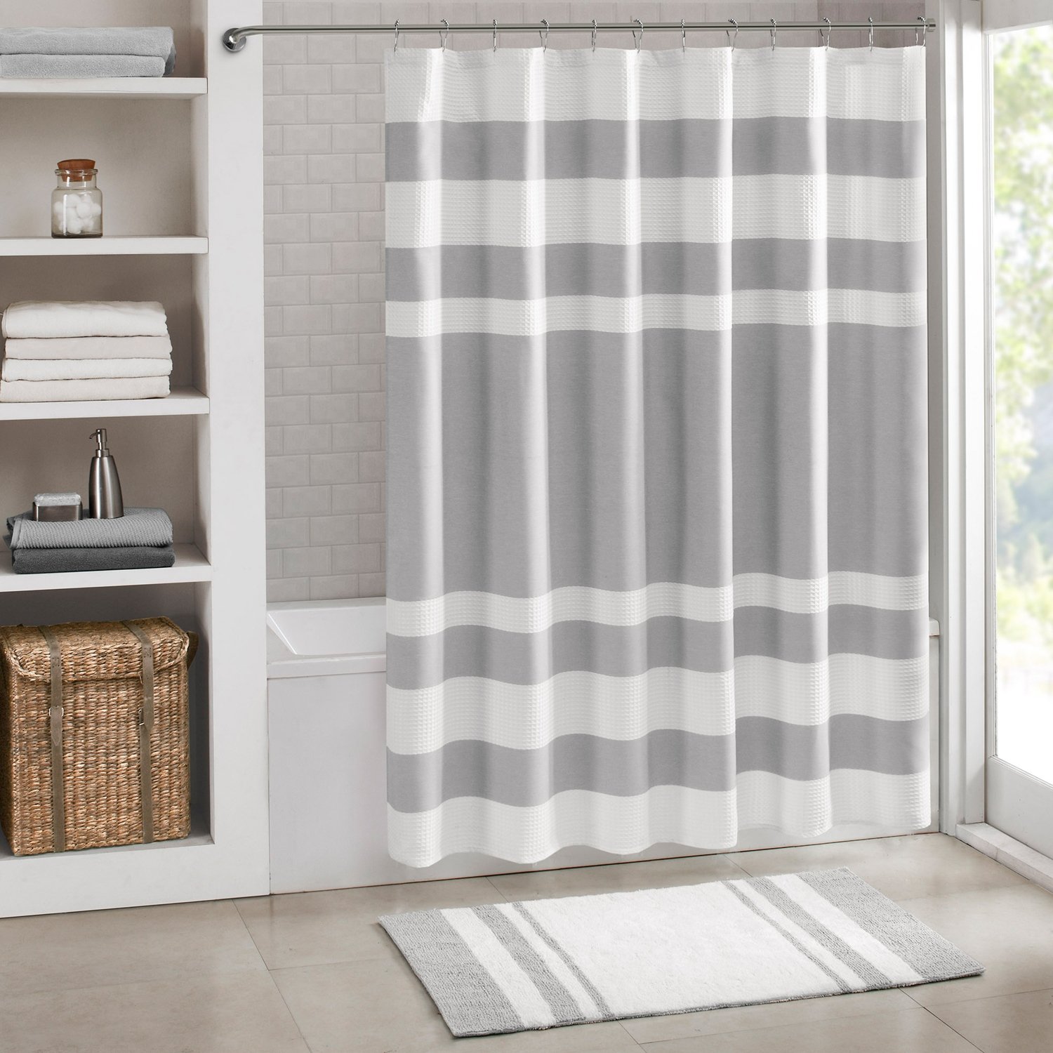 19925088-1.jpg Madison Park Spa Waffle Shower Curtain with 3M Treatment 54x78"" - All - Image 1