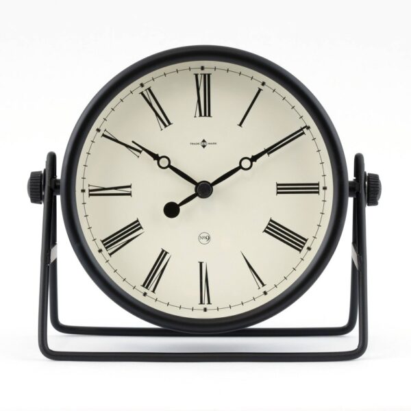 5 Swivel Mantle Clock Black - Threshold: Traditional Style, Glass & Metal