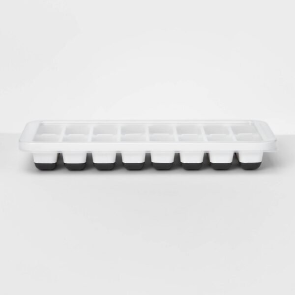 Ice Cube Tray - Brightroom: 16-Cavity, Dishwasher-Safe, Gray & White, Freezer Mold "