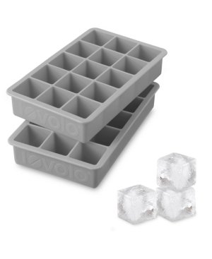 Tovolo Set of 2 Perfect Ice Cube Trays Oyster Gray: Silicone, 15 Cavities, Dishwasher-Safe, 1.5 Oz Capacity per Cavity "