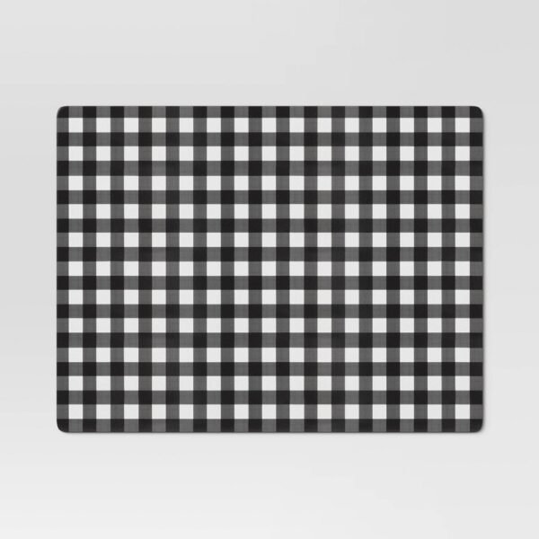 Cork Buffalo Check Placemat Black - Threshold: Geometric Rectangle, Traditional Style, Non-Woven Fabric, 16"x12" "
