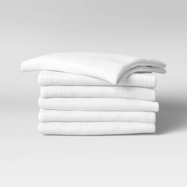 6pk Cotton Dishcloths White - Room Essentials: Kitchen & Cleaning Towels, Machine Washable, Terry Construction