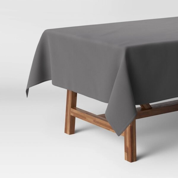 120" X 60" Solid Tablecloth Gray - Threshold: Traditional Rectangle, Cotton & Recycled Polyester, Summer Decor "