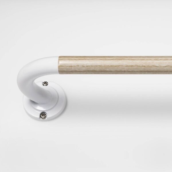 28" - 48" Blackout Kids' Curtain Rod Natural Wood/White - Pillowfort: Adjustable Metal Rod, Single, 4 Pieces "