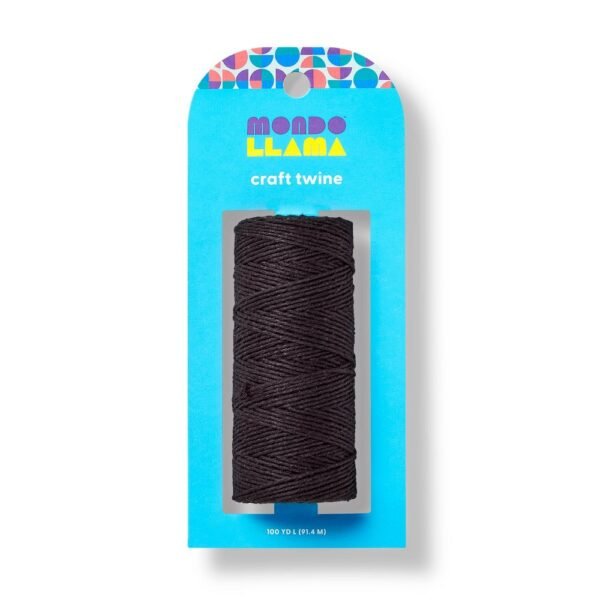 100yd Craft Twine Black - Mondo Llama: Cotton Yarn & Ribbon for Art, Stationery, Office, 300ft Length