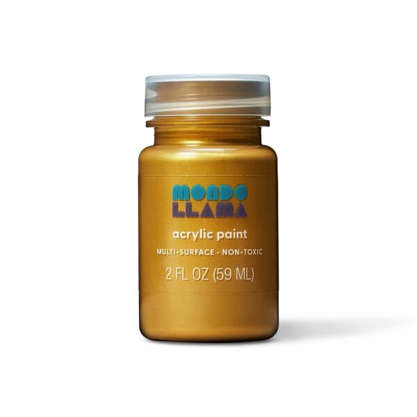 2 Fl Oz Metallic Acrylic Paint Gold - Mondo Llama?: Water-Based, Non-Toxic, Multi-Surface Craft Paint, Ages 13+