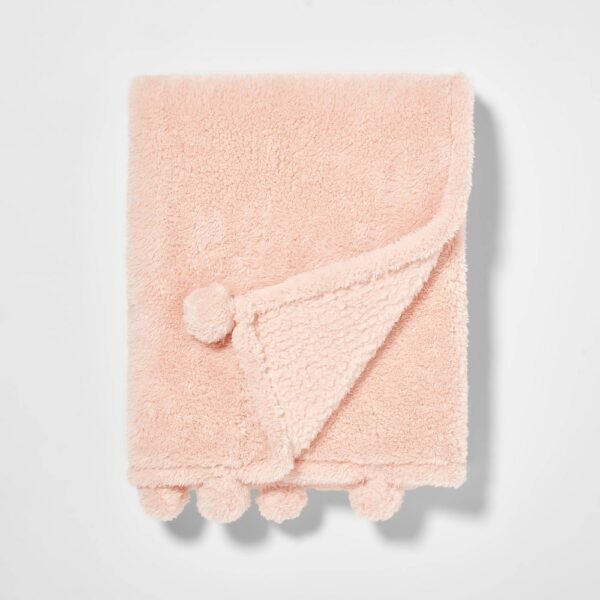 Teddy Bear Plush Kids' Throw Pink - Pillowfort: Sensory Friendly 50x60" Lightweight Plush Blanket "