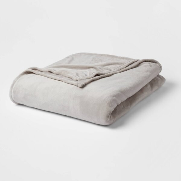 Full/queen Solid Plush Bed Blanket-gray-room Essentials