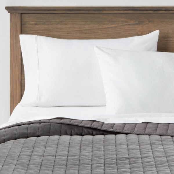 King Channel Stitch Velvet Quilt Charcoal - Threshold: Cotton Backing, Year Round Comfort, Machine Washable "