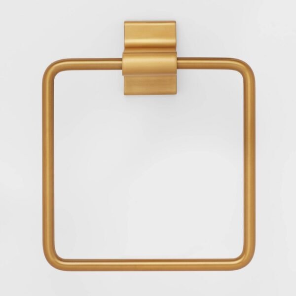 Modern Towel Ring Brass - Threshold: Zinc & Stainless Steel Bathroom Fixture, Wall Mounted "