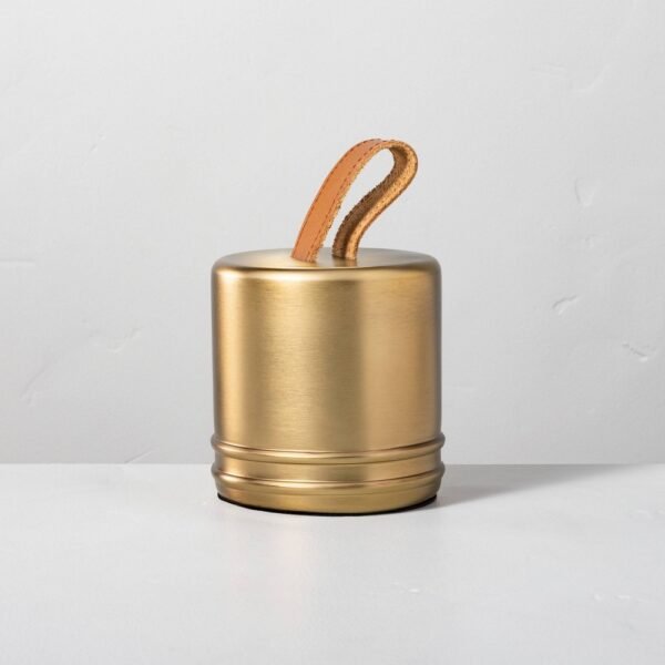 Accented Metal & Leather Doorstopper Brass Finish - Hearth & Hand? with Magnolia: Door Weight, Wedge Stopper "