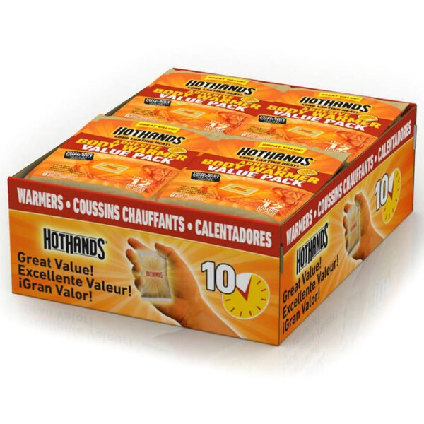 HotHands 8pk Stick on Body Warmers: Iron Material, 12-Hour Duration, 127F Max Temp, Back & Torso Application, 11.1 Oz