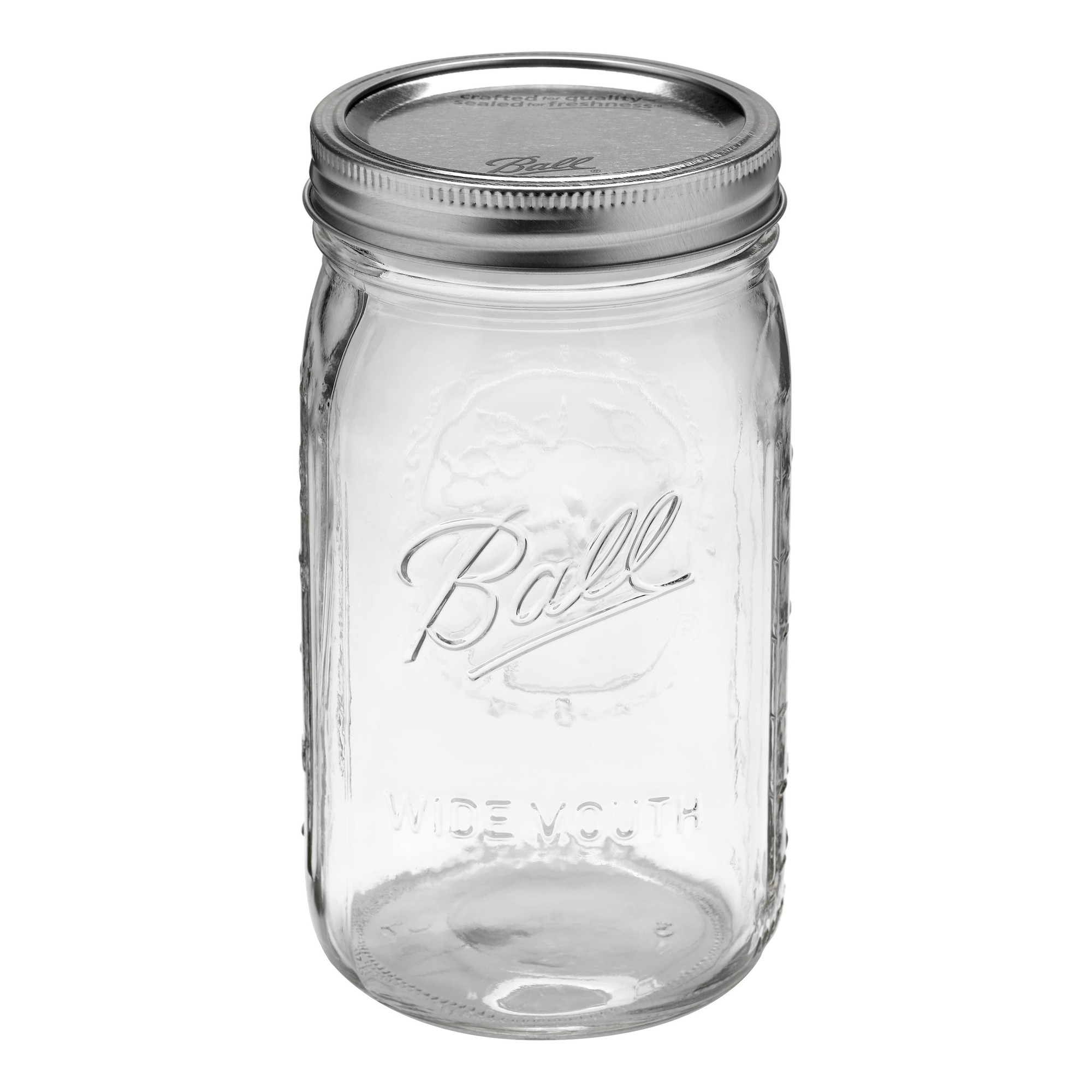 3220526-1.jpg Ball 12-Pack Wide Mouth Quart 32 Oz Embossed Mason Jars " - Image 1