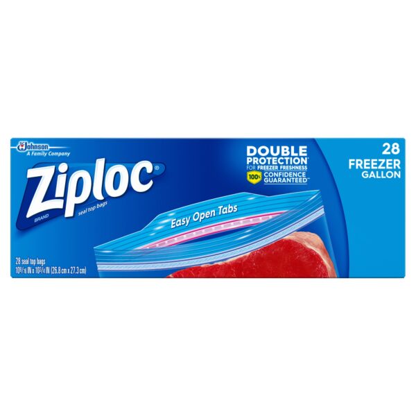 Ziploc Double Zipper Freezer Bags, 1 Gallon, Clear, 28 Bags per Box "