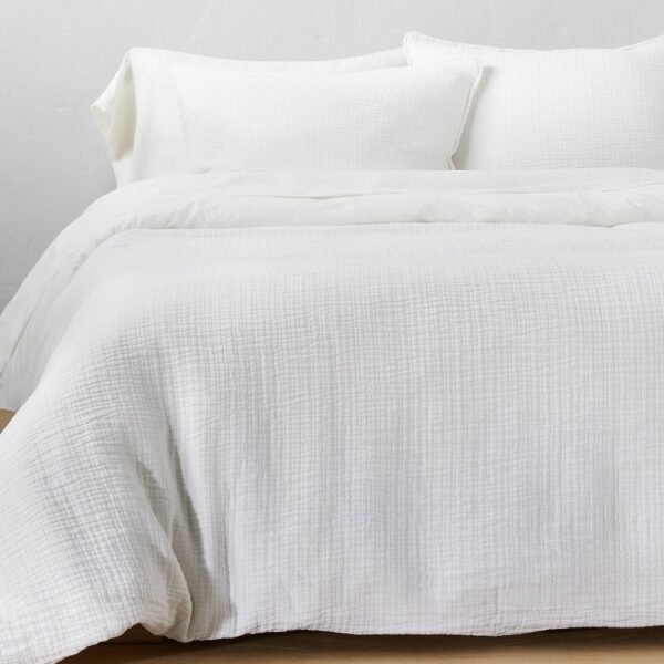 King Textured Chambray Cotton Duvet & Sham Set White - Casaluna?: 250 Thread Count, OEKO-TEX Certified