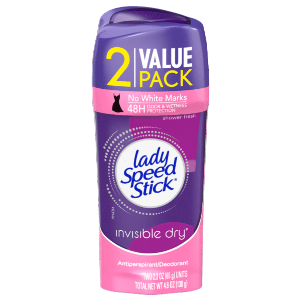 SPEED STICK Lady's Invisible Dry Antiperspirant Deodorant, Shower Fresh, 2.3 Oz, Pack of 2 Tubes